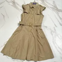 美品✨️バーバリーブルーレーベル 金ボタンフリルシャツワンピース ベルト 36