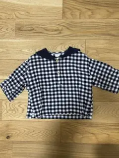 Cottoli セーラー襟チェック柄シャツ 80cm