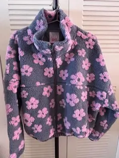 ⭐️ サンディリアン 花柄 ボア ハーフジップ長袖 ポリエステル 防寒 
