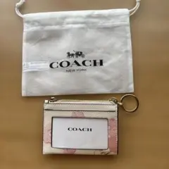 COACH コインケースベージュ ピンク