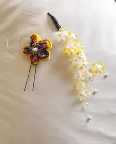 ヘアアクセサリー　つまみ細工　着物　ハンドメイド　一点物