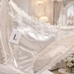 クリーム色 レース装飾ショーツ Lサイズ サテン欧州風