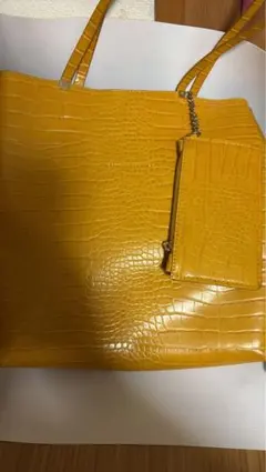 ZARA　難あり、イエロー クロコダイル風 ショルダーバッグ