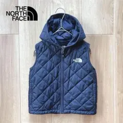 k172【美品】ノースフェイス　キルティングベスト　120 ネイビー　フード　紺