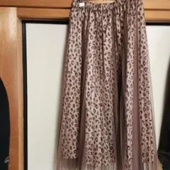 Honeys ヒョウ柄チュールプリーツスカート