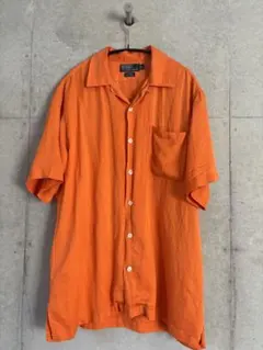 ラルフローレン　開襟シャツ90s エルメスオレンジ　リネンシルク　オープンカラー