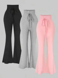 SS47 SHEIN スウェットフレアパンツ 3枚セット 黒グレーピンク