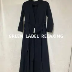 値下げグリーンレーベルリラクシングネイビー ラップドレス 長袖 未使用タグ付き