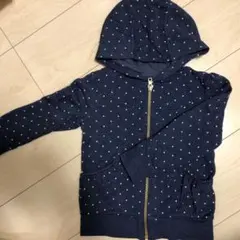 100〜110センチパーカー 水玉 女の子オールドネイビー裏起毛