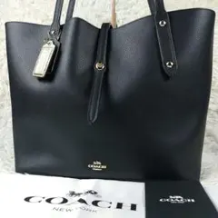 極美品 コーチ ターンロック 芸能人使用 保存袋付 レザータグ トートバッグ 黒