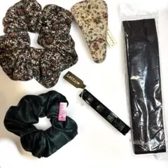 ヘアーアクセサリー　5個セット　シュシュ，バレッタ，ヘアーバンド