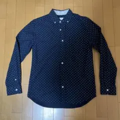 ネイビー ドット柄 シャツ Mサイズ