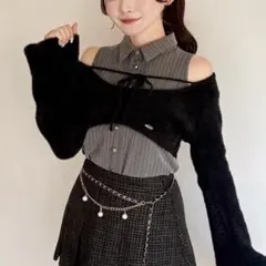 シャツレイヤードシャギーニット NOMAE