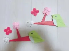 壁面　うぐいすと梅