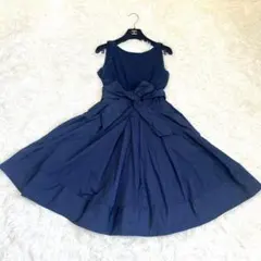 ローレンラルフローレン　ワンピース　カシュクール　リボン 紺 Aライン