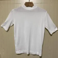無印良品　リブ モックネック 半袖Tシャツ ホワイトのサムネイル