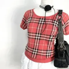 y2k✨️ BURBERRY BLUE LABEL チェック柄 半袖 ニット