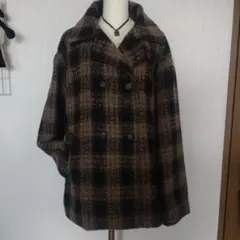 SAMANSA MOS2 blue チェック ツイードコート サマンサ