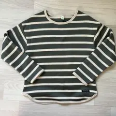 ストライプ柄長袖カットソー（裏起毛）