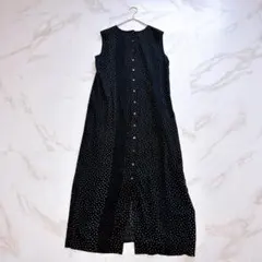 kagure かぐれ 2023 リネンドットノースリーブワンピース ブラック 