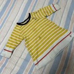 プチバトー 12m 74cm ワンピース　ボーダー　黄色