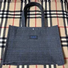KALDI 黒と青のチェック トートバッグ　新品　カルディ