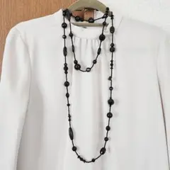 【新品】　ブラック　ロングネックレス　141cm　黒