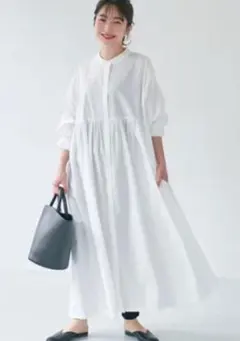 【新品】coca（コカ） ギャザーワイドシャツワンピース （White）