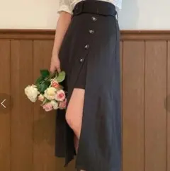 TORTE　ベルト付き スリットロングスカート ブラック　黒のサムネイル