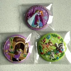 刺繍缶バッジ ディズニー アナ雪 ラプンツェル バンビ