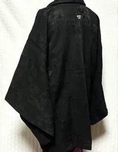 未使用品　和服　正絹(紋意匠) 吉祥文様　黒一つ紋羽織　早い者勝ち