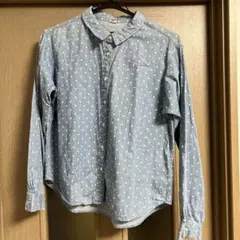 ユニクロ　レディース　水玉柄ブルーシャツ