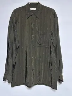 EQUIPMENT オリーブグリーン柄長袖シャツ S