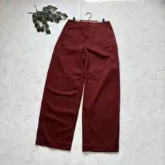 7407✾ユニクロユー✾ワイドフィットカーブパンツ【73】赤茶/綿100%/チノ