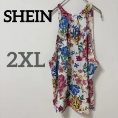 SHEIN 【2XL】花柄 ノースリーブ チュニック タンクトップ ブラウス