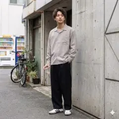 CIAO オープンカラーシャツ｜上品グレージュ M｜大人シンプルのサムネイル