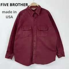 90s USA製 ファイブブラザー FIVEBROTHER 無地 シャツ S85