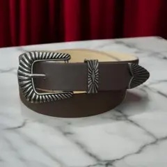 ウエスタンベルト アメカジ y2k グランジ 古着 茶 ブラウン wb12-e