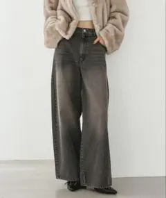 Heather【ウエストサイドボタンで自由フィット】2WAYデニムワイドパンツのサムネイル