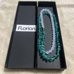 Florian ロングネックレス 青緑色 透明