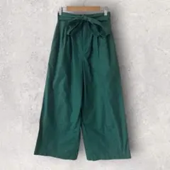 ユニクロC ベルテッド ワイドパンツ＋ グリーンカラー W58