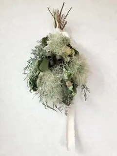 ナチュラルドライフラワー　グリーンとスモークツリーのスワッグ