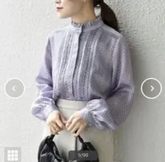 シップス ドット ソリッドフリルピンタックレースブラウスのサムネイル
