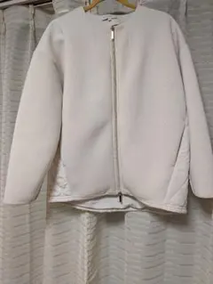 オフホワイト ノーカラージャケット キルティング