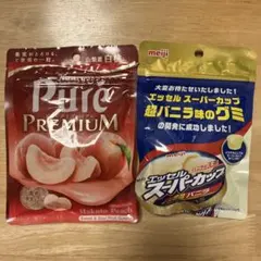 ピュレプレミアム山梨産白桃&エッセルスーパーカップ グミ 2種