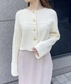 【最終値下げ】cocodeal ショートツイードライクニットジャケット