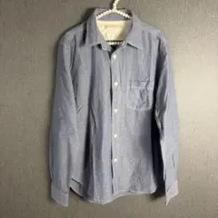 GLOBAL WORK／メンズ 長袖シャツ ブルー M ホワイトステッチのサムネイル