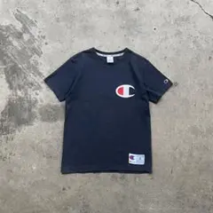 champion チャンピオン 刺繡ロゴ Tシャツ S ネイビー 古着 半袖