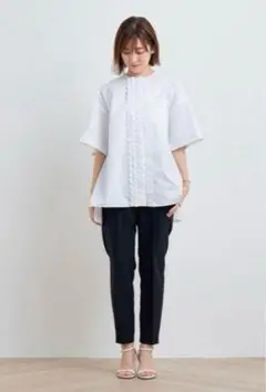 yori 38size スカラップ刺繍サマーシャツ2022SM