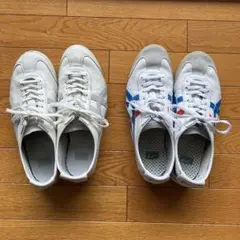 オニツカタイガー 2足 27cm ホワイト/ブルー&レッド スニーカー